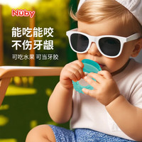 NUBY（努比）婴儿硅胶两用牙胶水果辅食器果蔬咬咬袋果汁 青翠刺猬 1个装