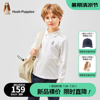 暇步士（Hush Puppies）童装儿童2024春秋男中大童舒适经典休闲百搭长袖POLO衫 本白 110cm