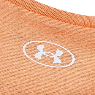 安德玛（Under Armour）儿童T恤夏季女大童短袖经典LOGO上衣半袖1361182 橙色 120cm 