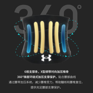 安德玛（UNDERARMOUR）护腰带保暖收腹带 跑步男女护具护腰垫支撑腰托腰封 黑色M码 【-6根支撑条】单支装 M【测量后购买】