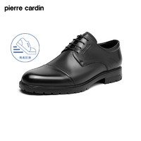 皮尔卡丹（pierre cardin）男鞋圆头系带皮鞋三接头鞋时尚商务男士正装德比鞋防滑轻底皮鞋 黑色 37