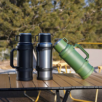 洁雅杰保温壶不锈钢大容量保温瓶户外旅行壶暖水瓶1.8L TY1-1800 本色