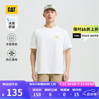 CAT卡特24春夏男户外舒适透气SORONA印花LOGO凉感短袖T恤 白色 S