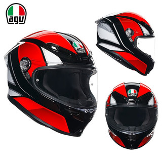 AGV K6S碳芳纶纤维摩托车头盔K6男女机车AGVK6全盔AGVK6S四季 K6S HYPHEN 黑红白 M