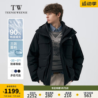 Teenie Weenie Men小熊男装工装风羽绒服2024冬季休闲防风保暖外套 黑色 180/XL