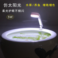 合思美圆形陶瓷鱼缸照明LED灯光鱼盆落地水缸造景防水灯圆缸照明灯 粘胶式(白色款)5W小圆灯 标配通用USB接口