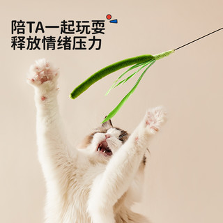 狗尾巴草逗猫棒长杆耐咬猫玩具自嗨解闷手持猫咪玩具小猫逗猫