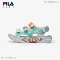 斐乐（FILA）KID童鞋儿童凉鞋2024夏季男女大童魔术贴露趾凉鞋 奶白_水绿-GF 39 39码_内长24.5cm