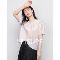 Leisure 丽雪 24春国风光泽感短袖套头衬衫女