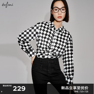 伊芙丽（eifini）伊芙丽千鸟格衬衫2024秋装1F2220731 黑色 160/84A/M