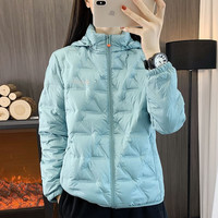 杰丽·莫克户外白鸭绒羽绒服女秋冬季防风轻薄保暖运动休闲连帽登山服外套潮 月兰色 L