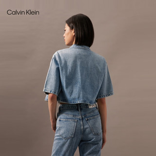 Calvin Klein Jeans【明星同款】24早秋女ck复古经典贴袋短款牛仔衬衫J223959 1AA-牛仔浅蓝 S