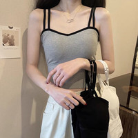 俞兆林港味短款内搭打底无袖吊带上衣女春夏泫雅外穿紧身露脐小背心 YZL-泫雅【灰色】单件 均码80-135斤