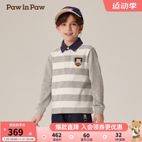 PawinPaw卡通小熊童装2024年秋冬男童长袖POLO T Grey灰色/15 110cm