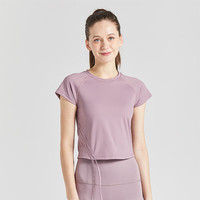 麒麟羊（Qilinyang）女夏季瑜伽服上衣短袖跑步形体运动速干房短袖 香芋紫 XXL 
