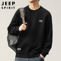 JEEP SPIRIT吉普卫衣男秋季韩版休闲长袖T恤男圆领男装 黑色 XL 