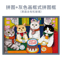 猫的天空之城XLin1000片成人拼图喵猫会喵星人减压猫咪儿童女孩 喵喵会+雾霾灰简约框