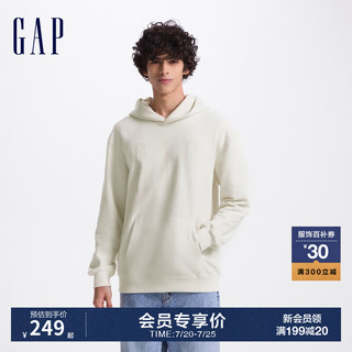 Gap男女装2024初秋字母logo印花连帽长袖口袋卫衣上衣609135 米白色 180/100A(XL) 亚洲尺码