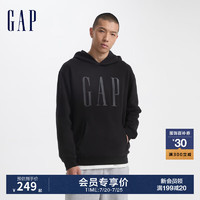 Gap男女装2024初秋字母logo印花连帽长袖口袋卫衣上衣609135 黑色 180/100A(XL) 亚洲尺码