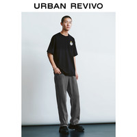 URBAN REVIVO 男士趣味撞色怪兽图案棉质短袖T恤 UMY440003 黑色 L