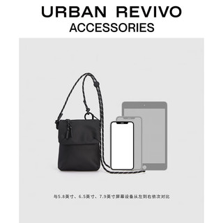 URBAN REVIVO2024秋季男户外感绳手机斜挎包UAMB40108 黑色