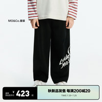 little MO&Co.little moco童装24秋装男女童松紧腰休闲印花直筒卫裤长裤子 黑色 110/53