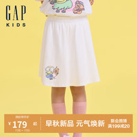 GAP【小黄人联名】女幼童2024夏季纯棉印花短裙儿童装562527 白色 130cm(8-9岁) 亚洲尺码