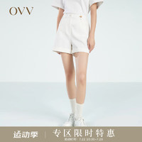 OVV夏女装轻薄舒适易搭白色休闲短裤 米白（净色）06 XL