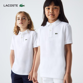 LACOSTE法国鳄鱼童装经典款舒适休闲法式翻领短袖POLO衫|PJ2909 001/白色 6A/116cm