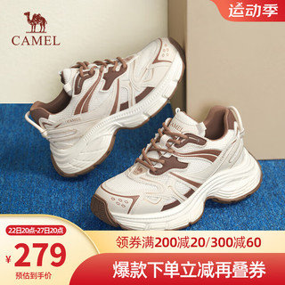 CAMEL 骆驼 老爹鞋2024年秋季厚底增高女鞋百搭休闲鞋 L24A255651A米/棕 38