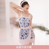 【防走光】女式半身裙游泳国风印花绑带显瘦百搭泳裙一片式半截裙