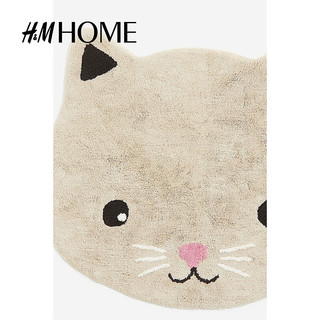 H&M HOME家居用品2024夏季棉质防滑猫咪造型地毯1205848 浅米色 98x110