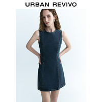 URBAN REVIVO 女士时髦复古收腰背心式牛仔连衣裙 UWU840101 蓝色 XL