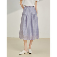 茵曼（INMAN）气质半身裙女2024年夏季天丝松紧腰A字伞裙子 浅紫色 L