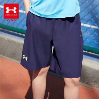 安德玛（Under Armour）儿童短裤速干夏季薄款男童运动裤男大童夏装男孩五分裤242123177 黑蓝 170cm