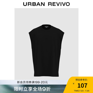 URBAN REVIVO UR2024秋季男装简约休闲字母刺绣棉质无袖背心UMY440005 黑色 S