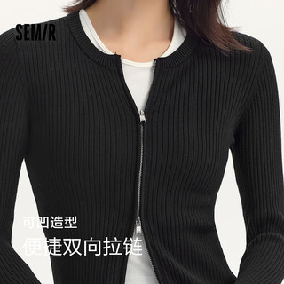 森马（Semir）针织开衫女短款紧身显瘦2024秋季温柔上衣百搭 黑色90001 S 155/80A