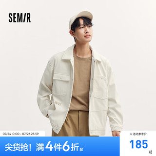 森马（Semir）外套男2024秋季灯芯绒肌理感翻领夹克小宽松时尚工装上衣 米白10301 160/80A/XS