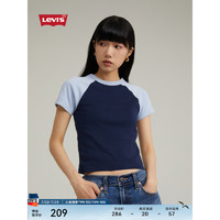 Levi's李维斯24早秋女士气质活力短款修身插肩短袖T恤 藏蓝色 A4787-0007 M