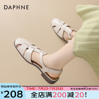 达芙妮（DAPHNE）休闲圆头猪笼鞋女凉鞋2024夏款时尚织猪笼鞋百搭通勤凉鞋女 米色 36