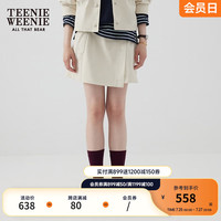 Teenie Weenie小熊&PARCAIN联名2024年设计感高腰短裙半身裙女 乳白色 155/XS