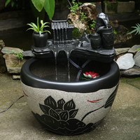 大型陶瓷流水鱼缸水缸阳台造景水循环鱼缸办公室客厅养鱼缸落地缸