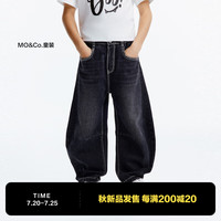 little MO&Co.little moco童装24秋装男女童纯棉牛仔裤长裤子弧形香蕉裤 牛仔黑色 110/50