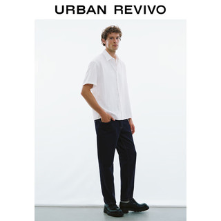 URBAN REVIVO 男时尚简约休闲超宽松短袖开襟衬衫 UMM240002 本白 M(M-L)