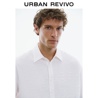 URBAN REVIVO 男时尚简约休闲超宽松短袖开襟衬衫 UMM240002 本白 M(M-L)