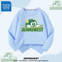 真维斯儿童长袖t恤早秋春款童装纯棉打底衫薄男孩白色休闲运动童装上衣 蓝 J毛毛兽 90cm