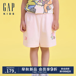 Gap【小黄人联名】女童2024夏季纯棉短裤儿童装休闲裤545543 淡粉色 100cm(2-3岁) 亚洲尺码