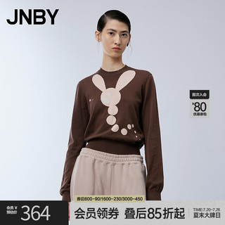 JNBY/江南布衣春针织衫套头正肩短款收腰长袖兔图案女5N3311900 223/浓咖 M