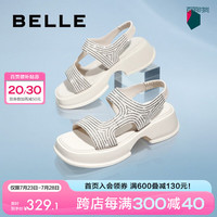 百丽休闲沙滩凉鞋女闪钻便穿凉鞋Z3V1DBL3 米白 38