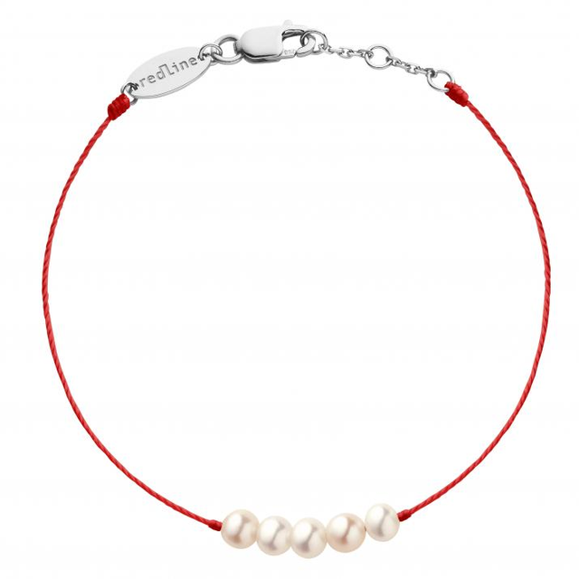 RED LINE redline女士Queen Perles5颗珍珠白金绳制手链33 B